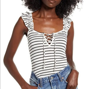 Billabong Sweet Peri Stripe Tank Top Shirt Ruffle